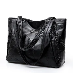 Luxury Trendy Womens' Soft Leather Tote Bag With Top-Handle