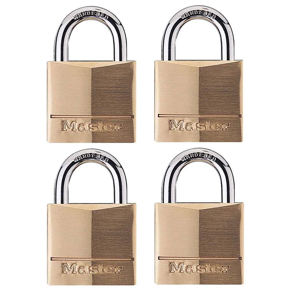 Master Lock Solid Body Padlock 1-9/16in (40mm) Wide Solid Brass Body Padlock; 4-Pack