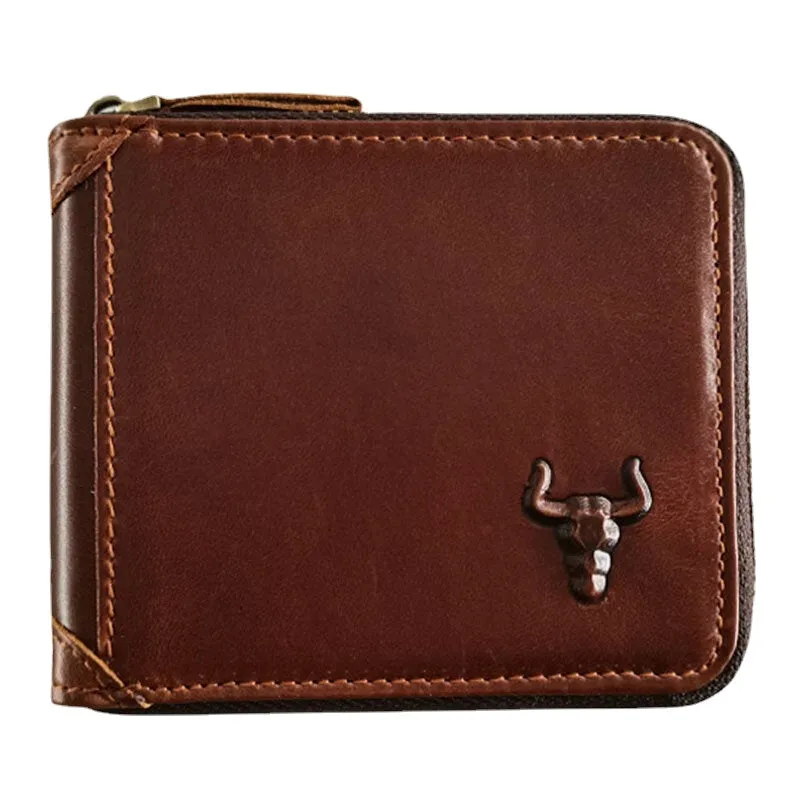 Men Genuine Leather RFID Blocking Anti-theft Retro Multi-functional Card Holder Wallet