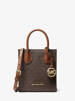 Mercer Extra Small Leather Crossbody Bag with Michael Kors Logo, Brown