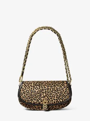 Mila Small Leopard Print Calf Hair Shoulder Bag