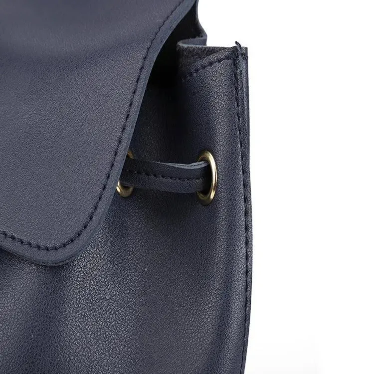 Minimalist Navy Leather College Backpack