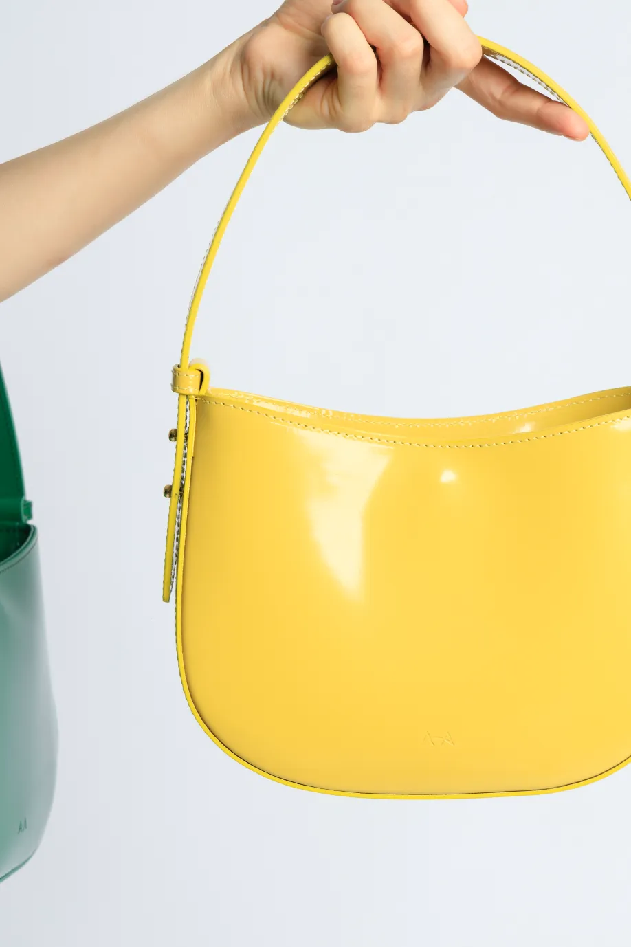 Mio Yellow Semi Patent Leather Shoulder Bag