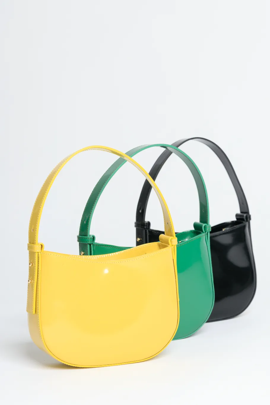 Mio Yellow Semi Patent Leather Shoulder Bag