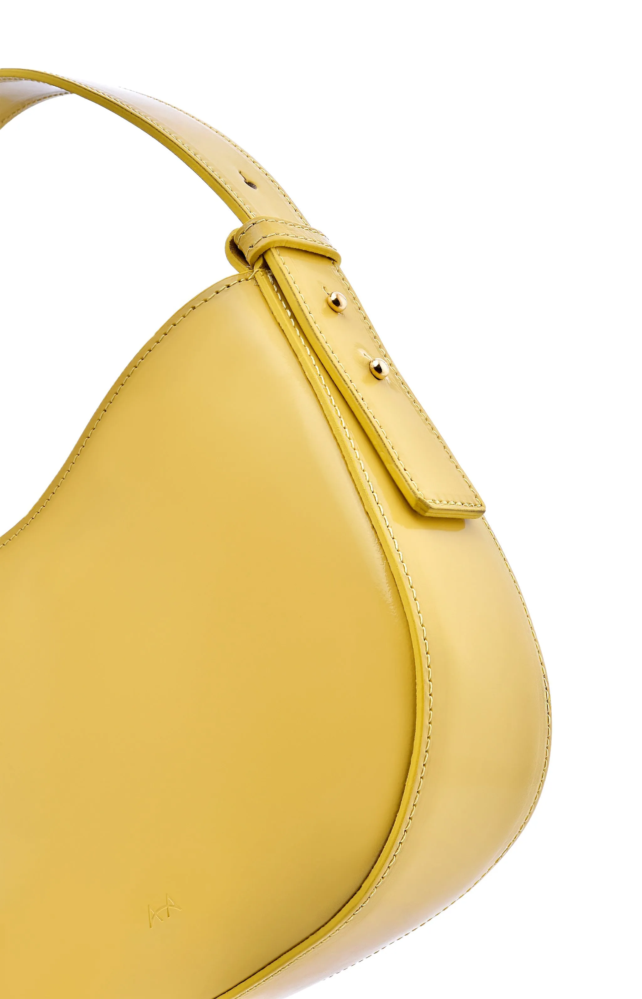 Mio Yellow Semi Patent Leather Shoulder Bag