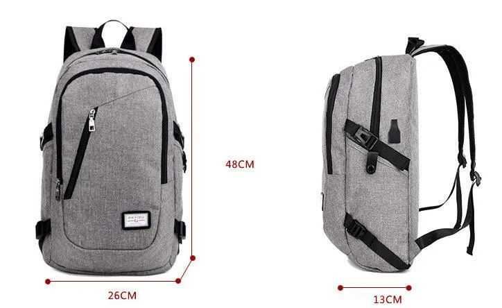 Multi-Functional Canvas USB Backpack-Blue