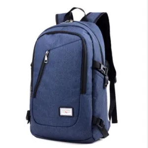 Multi-Functional Canvas USB Backpack-Blue