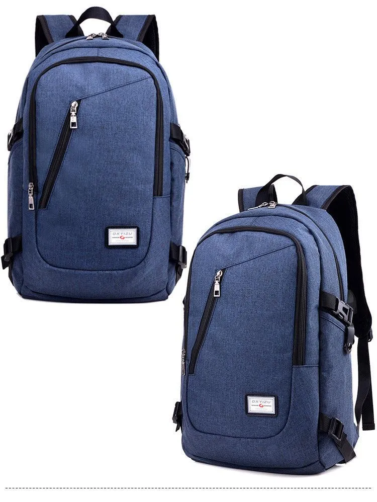 Multi-Functional Canvas USB Backpack-Blue