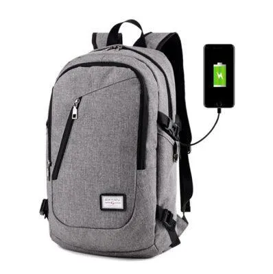 Multi-Functional Canvas USB Backpack-Grey