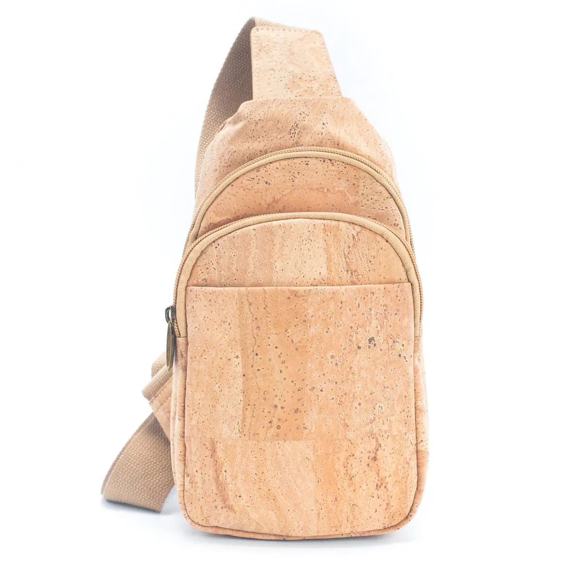 Natural Cork Brown and Black Men's Sling Bag: Stylish BAG-2273