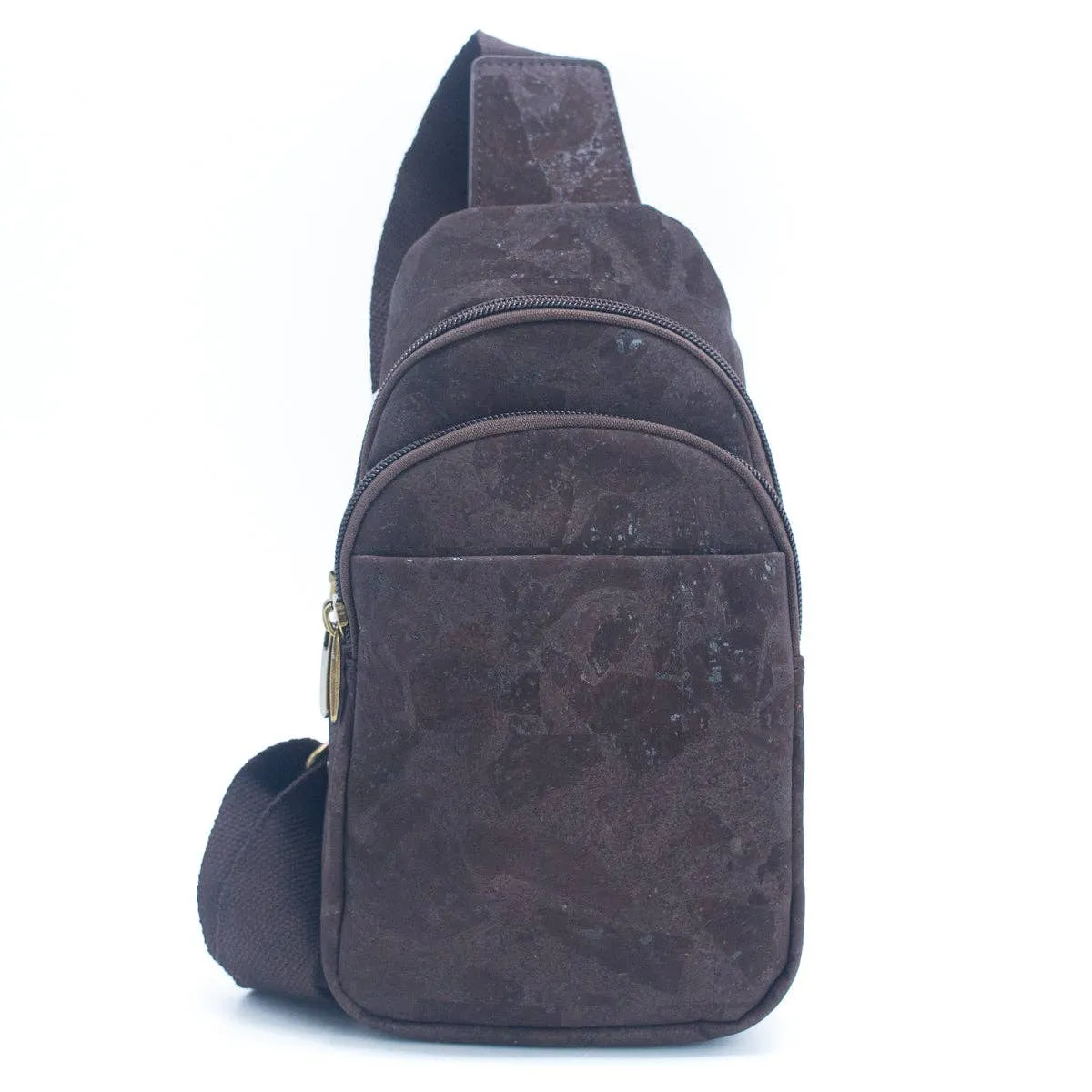 Natural Cork Brown and Black Men's Sling Bag: Stylish BAG-2273