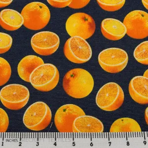 Navy Oranges Cotton Canvas Print