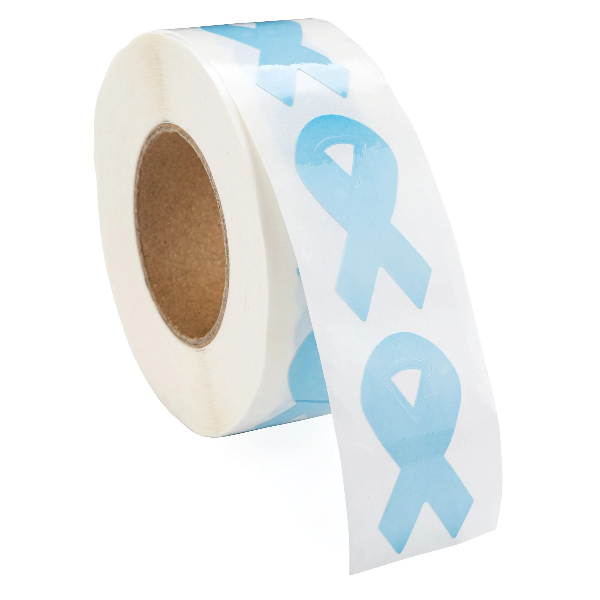 Small Light Blue Ribbon Stickers (250 per Roll)