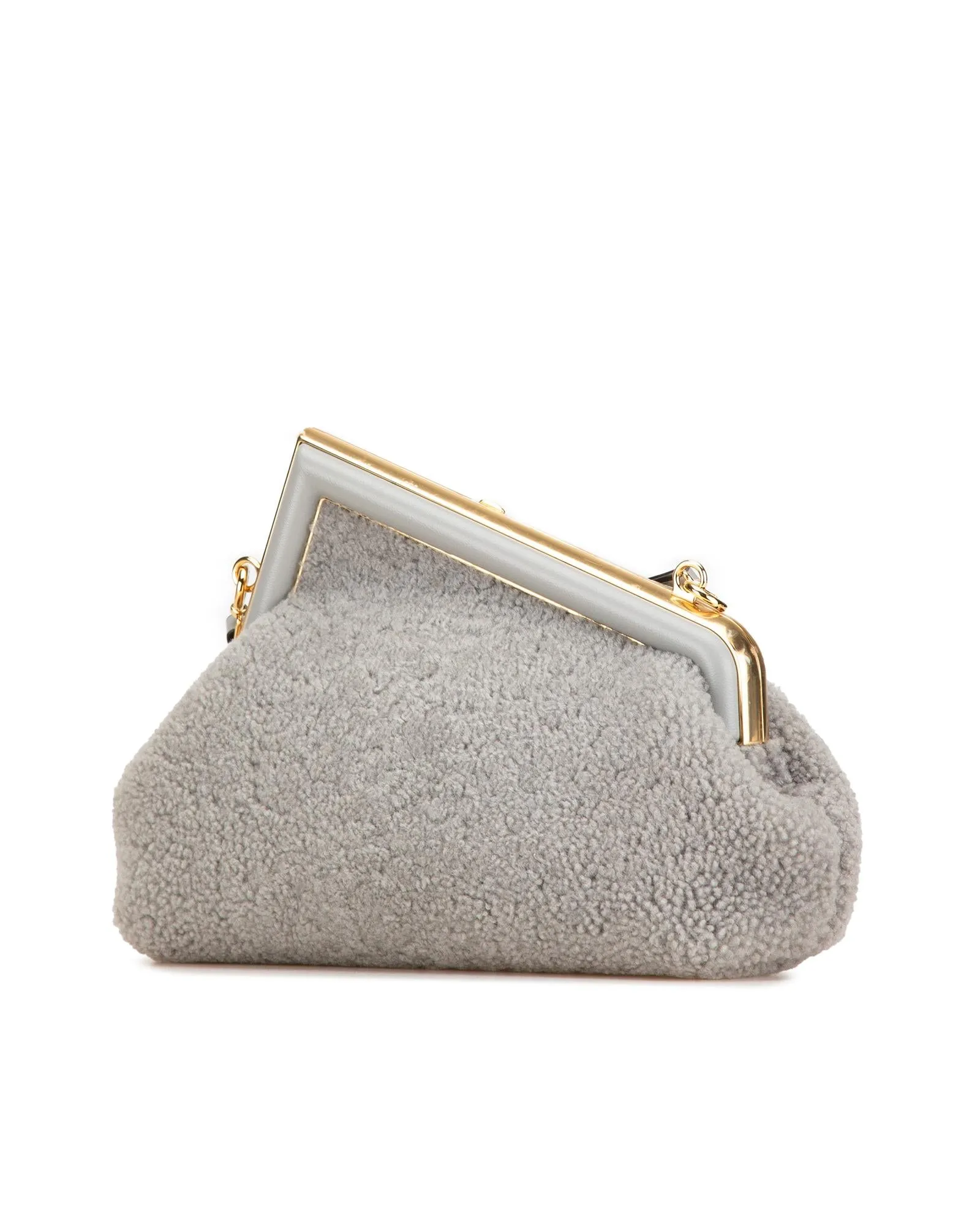 Small Shearling Crossbody Bag with Gold-Tone Hardware and Detachable Strap