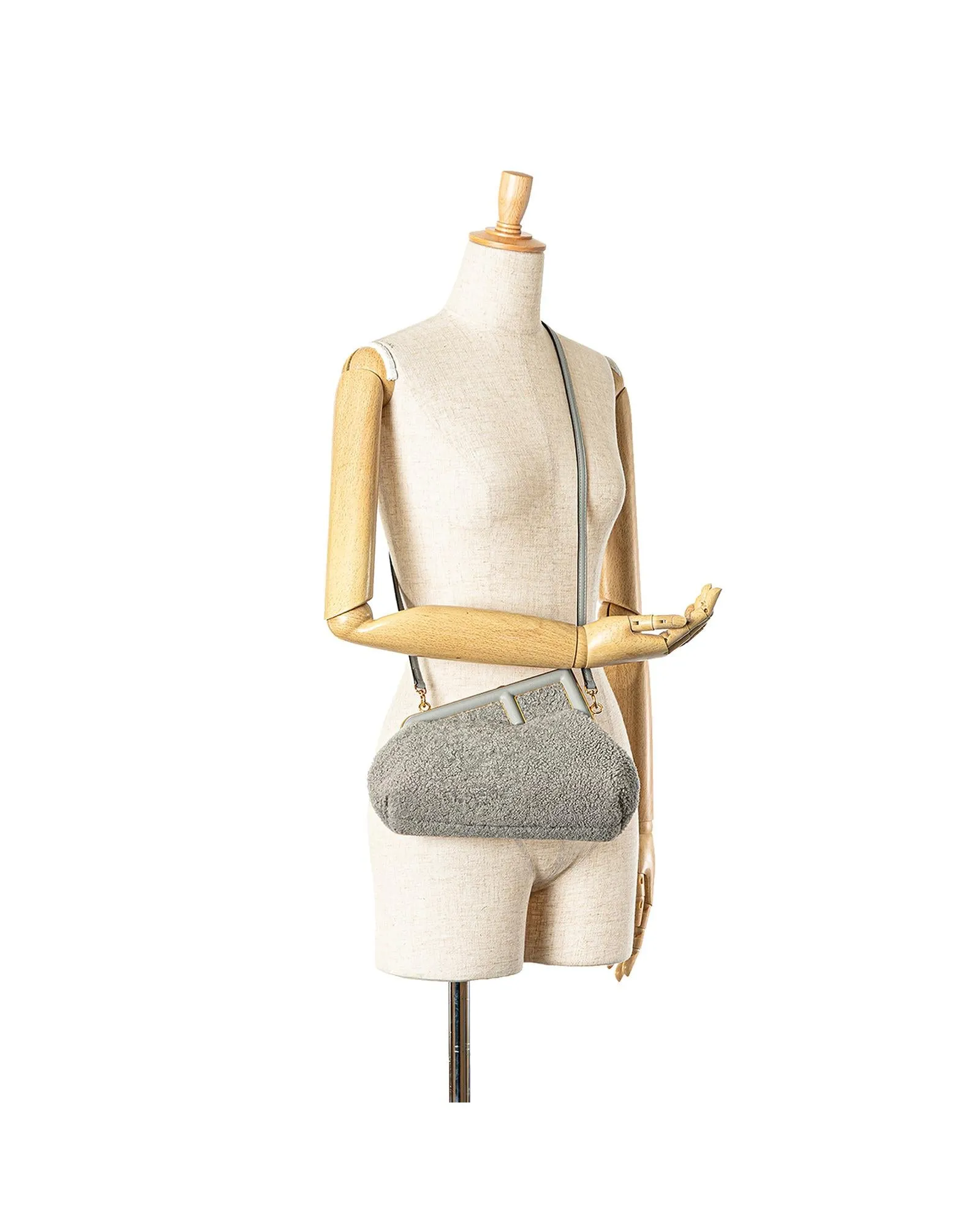 Small Shearling Crossbody Bag with Gold-Tone Hardware and Detachable Strap