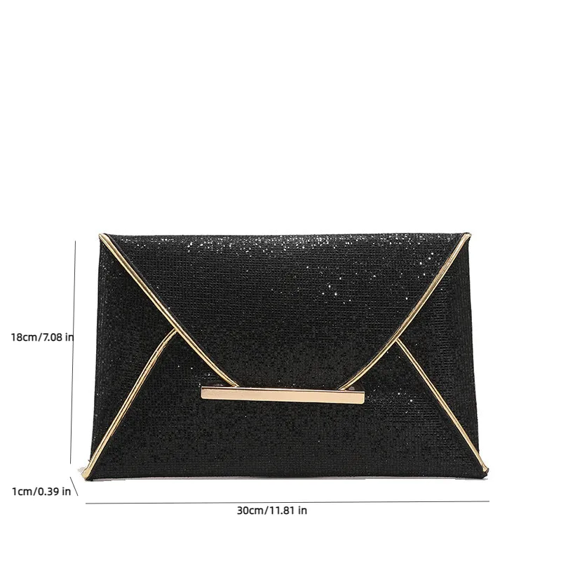 Sohiwoo Stylish Glitter Clutch Wallet Flap Coin Purse Lightweight Portable Evening Bag For Party