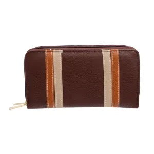 Striped Double Zipper Wallet