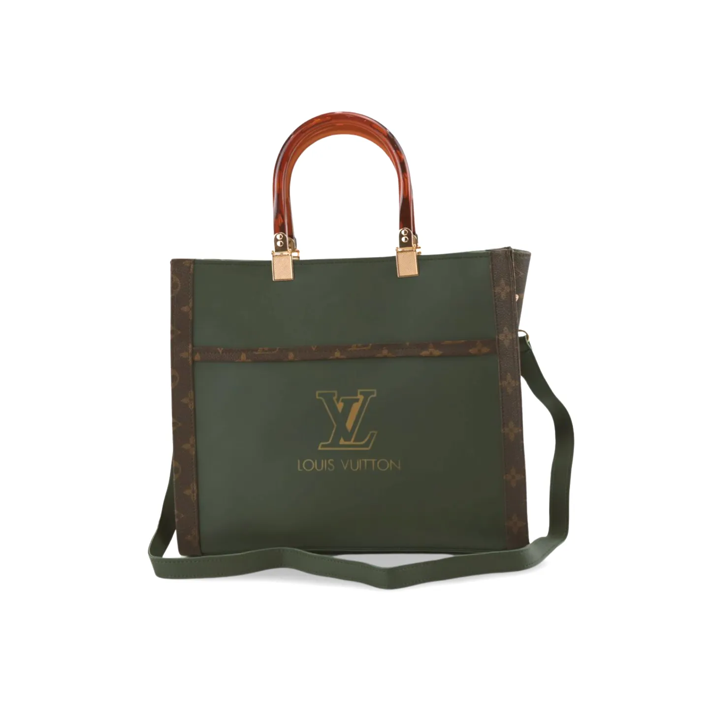 Stylish Tote Bag with Elegant Wooden Style Plastic Handles