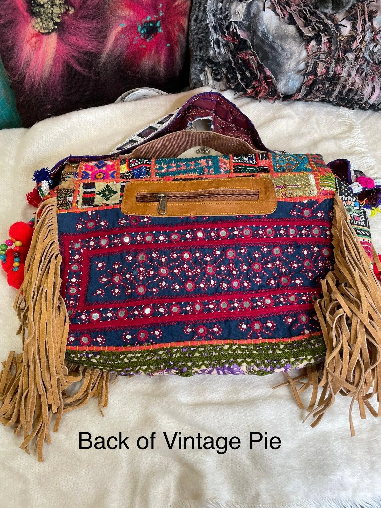 Upcycled Embroidered Structured Market Shoulder Bag by Kantha Bae