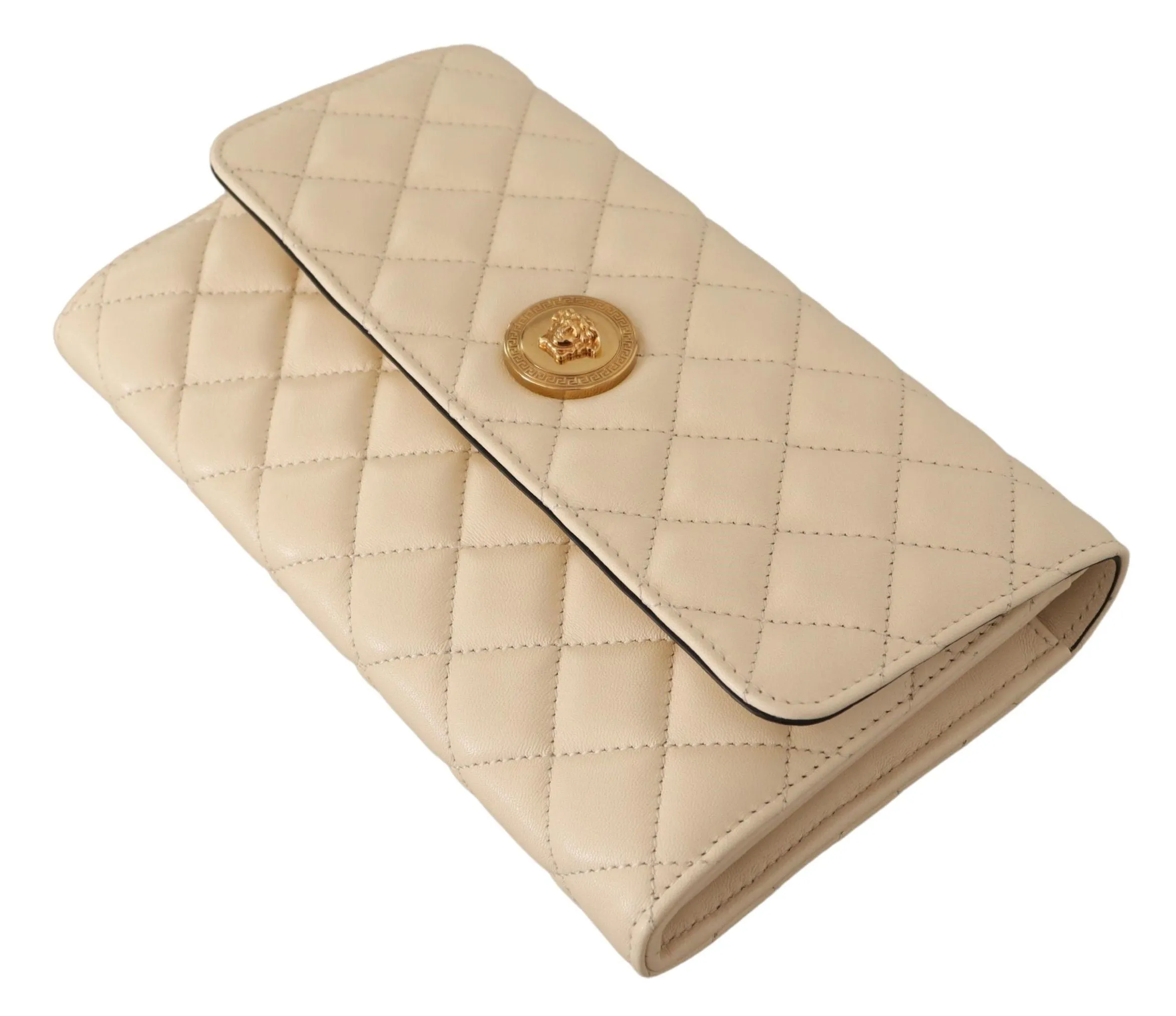 Versace Elegant White Nappa Leather Evening Shoulder Bag