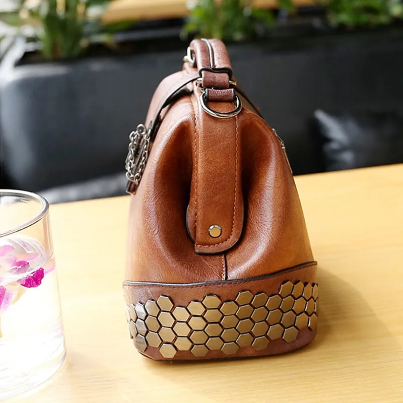 Vintage Trendy Ladies' Leather Small Doctor Bag With Strap