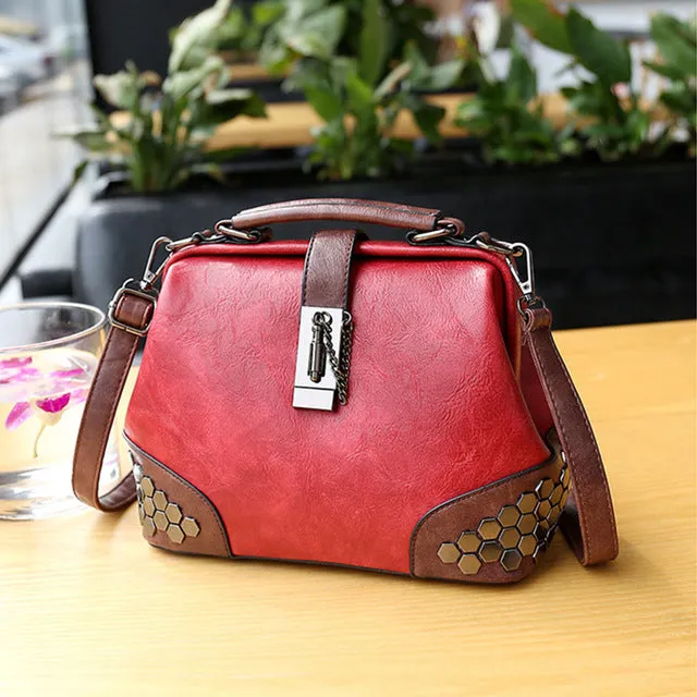 Vintage Trendy Ladies' Leather Small Doctor Bag With Strap