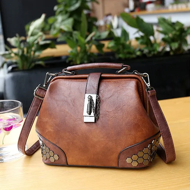 Vintage Trendy Ladies' Leather Small Doctor Bag With Strap