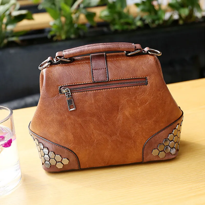 Vintage Trendy Ladies' Leather Small Doctor Bag With Strap