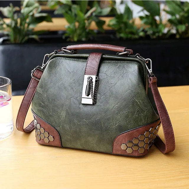 Vintage Trendy Ladies' Leather Small Doctor Bag With Strap