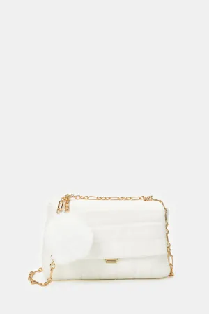 Women White Embellished Day Bag