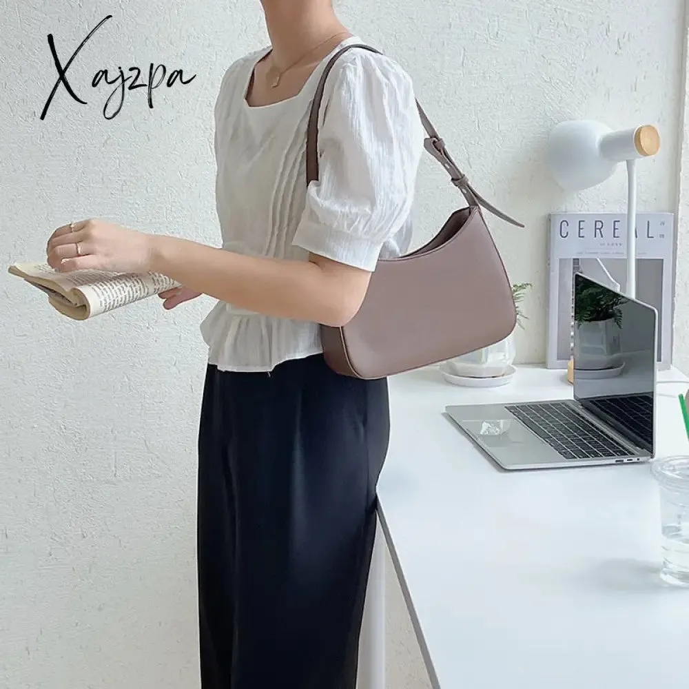 Xajzpa - Bags For Women Fashion Pu Leather Zipper Underarm Bag Ladies Simple Design Casual Travel Handbag Bolsas