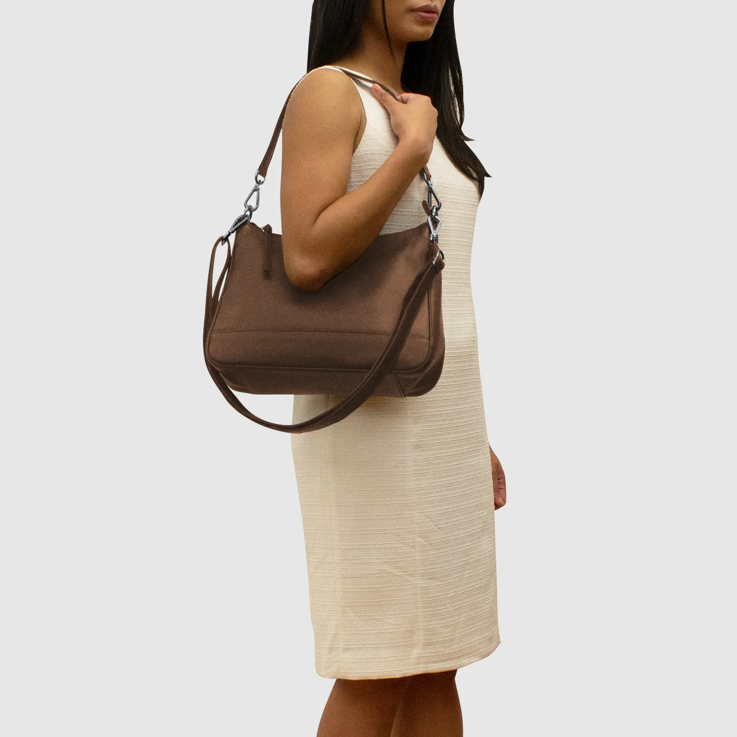 Zip Top Hobo with Two Detachable Straps