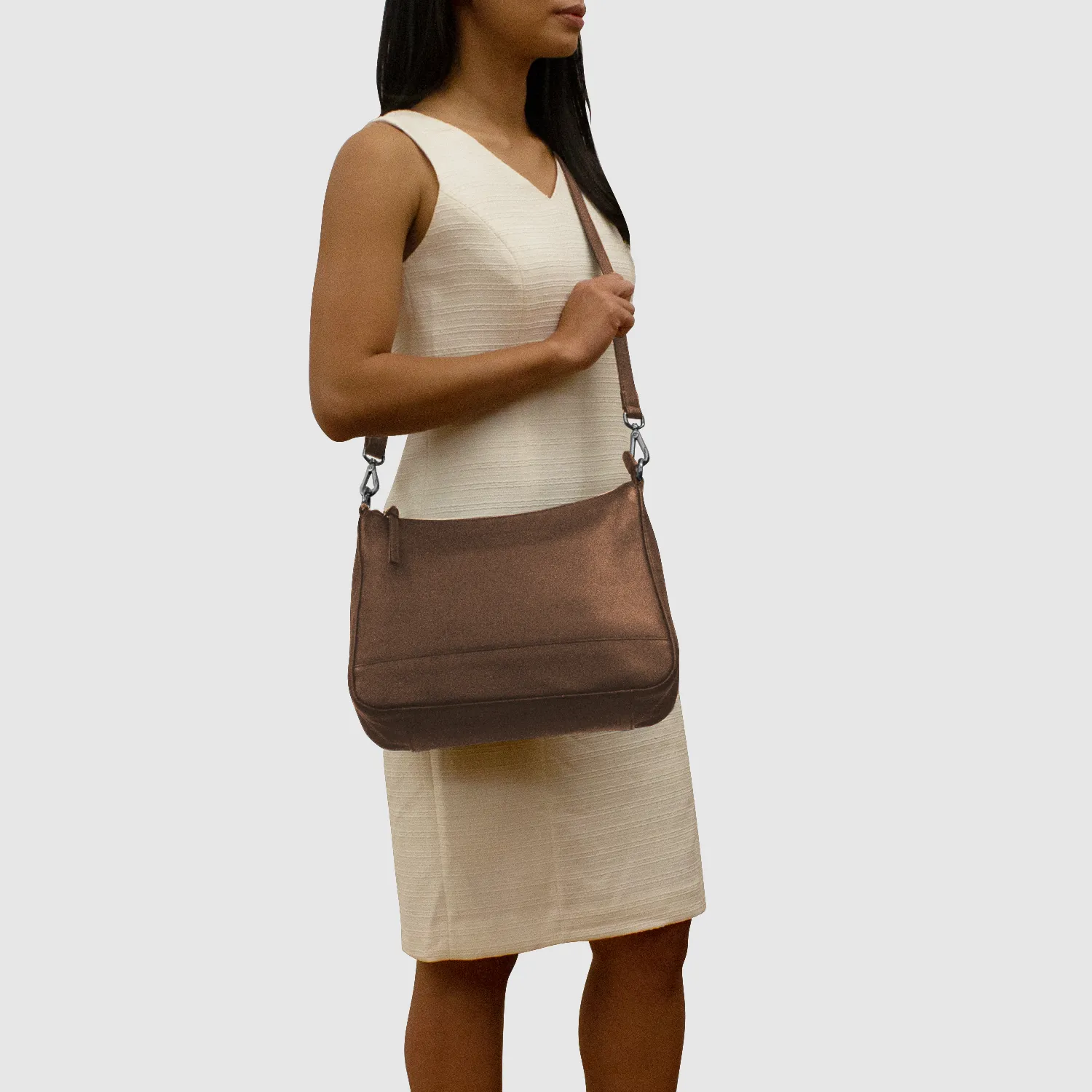 Zip Top Hobo with Two Detachable Straps